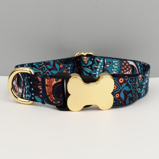 Ethnic Style Webbing Bone Buckle Printed Pet Collar