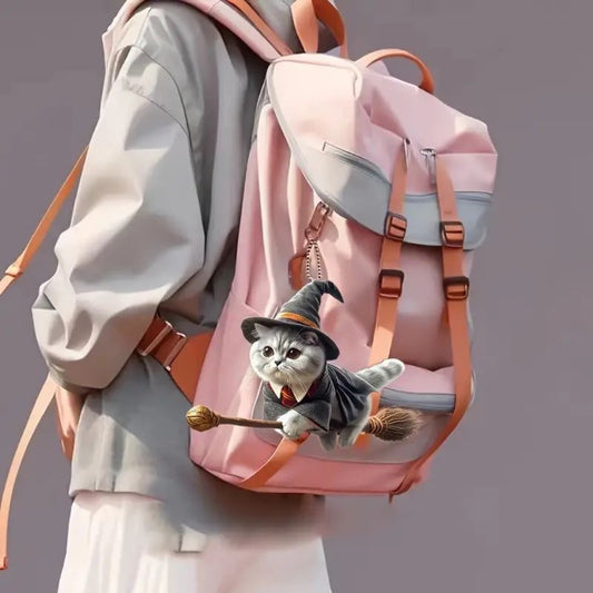 New Acrylic Riding Broom Magic Cat Rearview Mirror Accessories