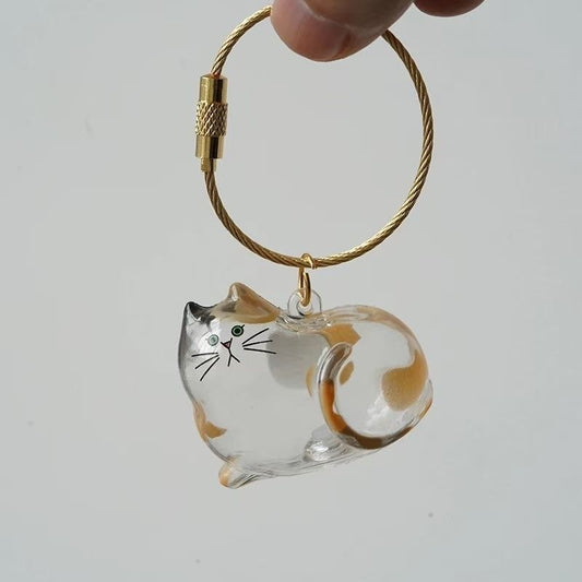 Transparent Cat Hair Storage Box Charm Commemorative Keychain