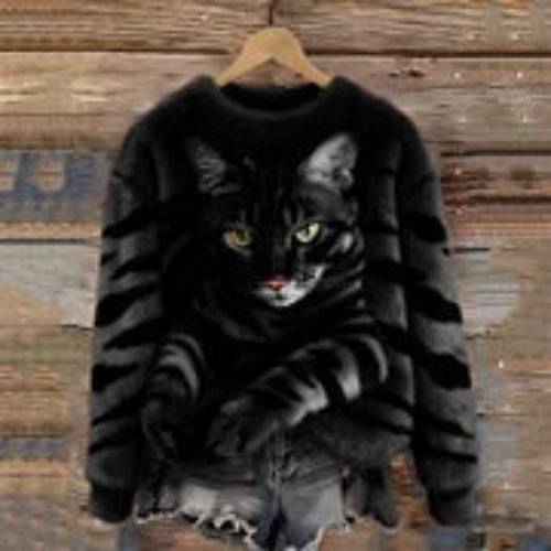 3D Cat Print Sweatshirt – Cute Cat Lover Winter Sweater