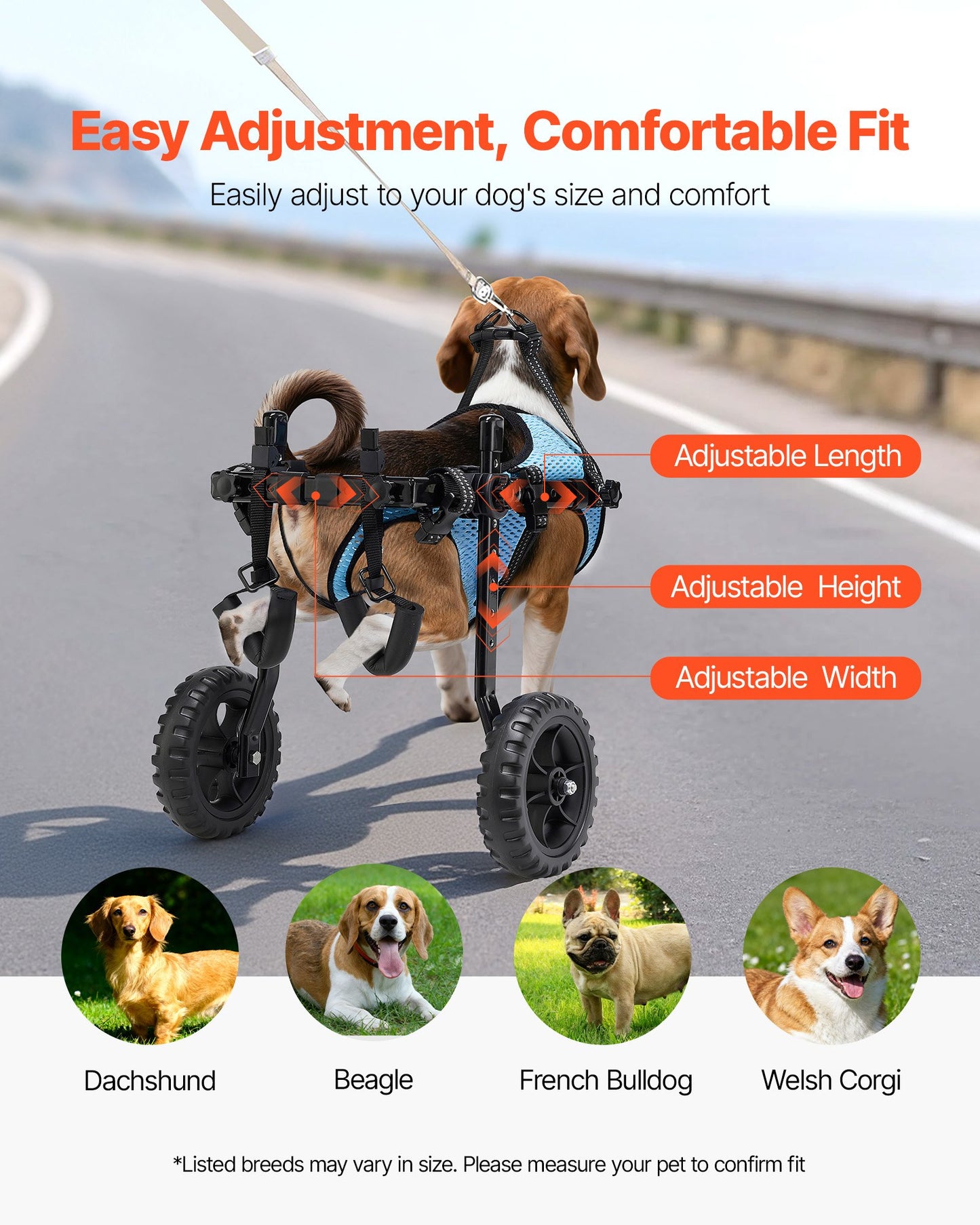 Adjustable Rear Leg Dog Wheelchair