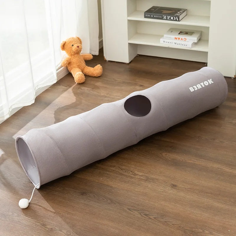 Interactive Cat Tunnel for Indoor Cats – Foldable Play Tube Bed