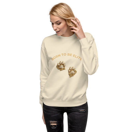 Born To Be Elite Luxury Pet Lover Sweatshirt – Gold Paw Print Sweatshirt