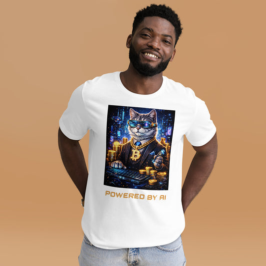 AI Cat Billionaire Cyberpunk T-Shirt – Crypto Cat Graphic Tee