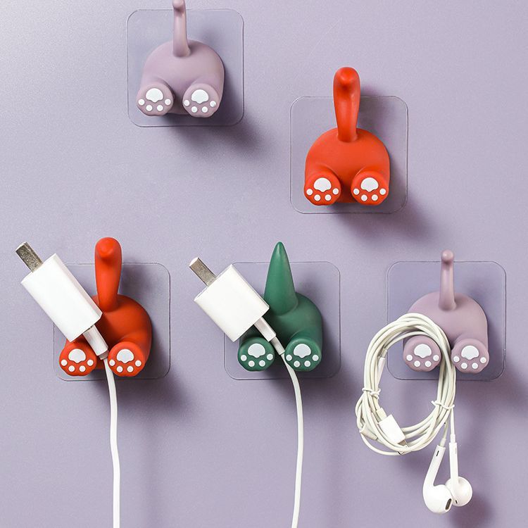 Funny Cartoon Animal Tail Hook Cat Butt Shape Multi-purpose Hook Stickers