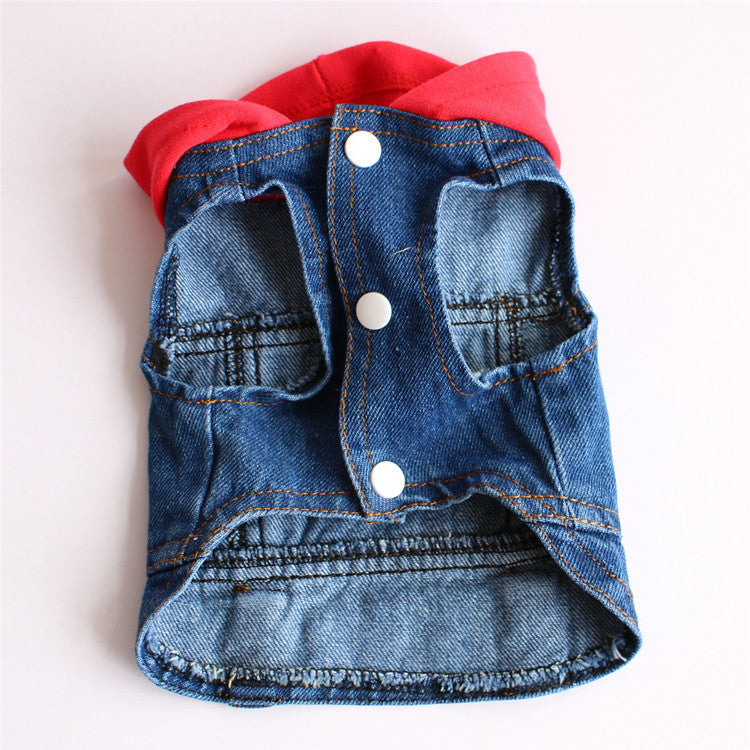 Spring Knitted Hooded Denim Pet Clothes