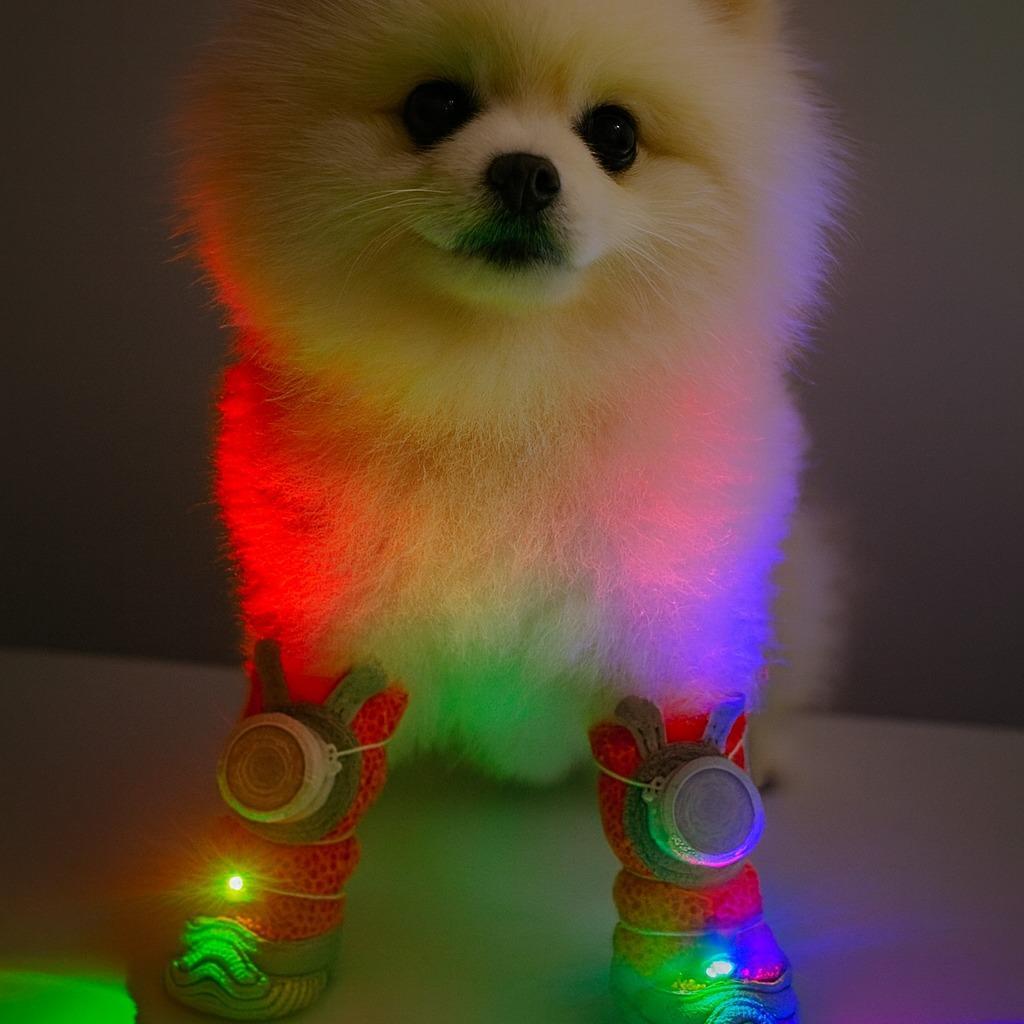 2026 New Glowing Dog Shoes 4PCS LED Light-Up
