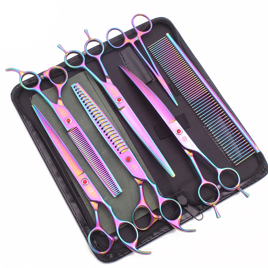 8-inch Pet Fishbone Thinning Scissors Facial Beautifiers Set Kit