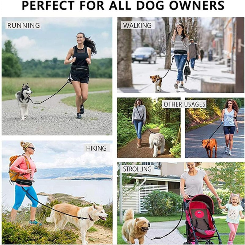 Hands Free Dog Leash Belt-Adjusable Shock Absorbing Pet Runinng Leash