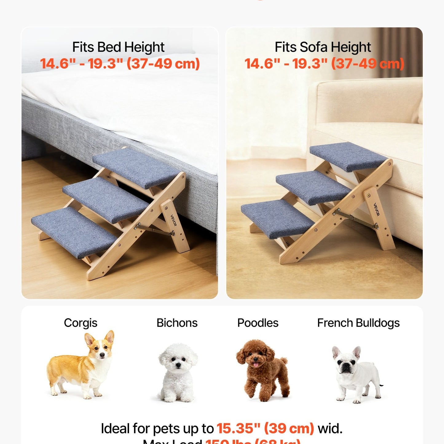 Wooden pet stairs for dogs