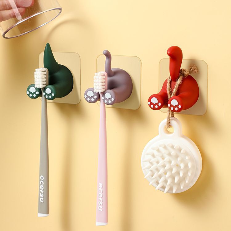 Funny Cartoon Animal Tail Hook Cat Butt Shape Multi-purpose Hook Stickers