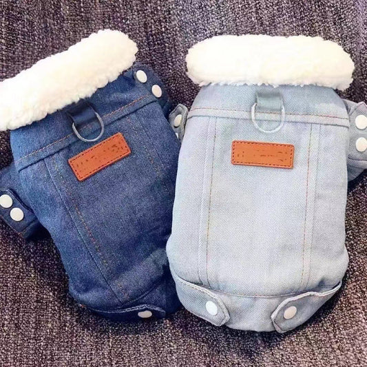 Traction Thickened New Lamb Small Cotton-padded Clothes Chihuahua Pet Clothes Lambswool Pet Dog Denim