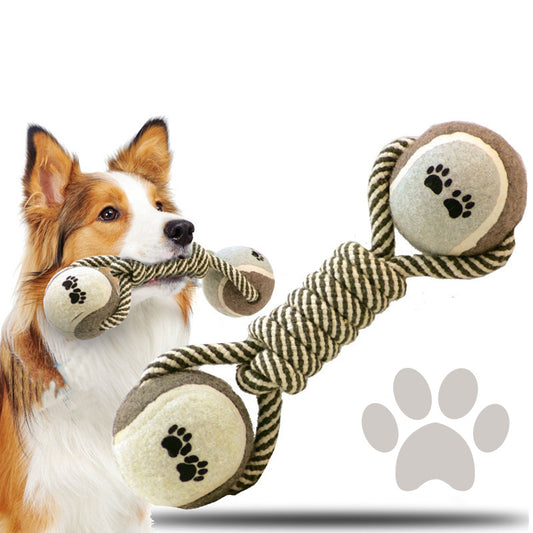 Cotton Rope Tennis Ball Dog Toy for Aggressive Chewers and Interactive Tug Play