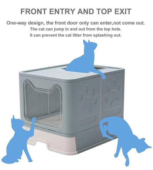 Front-entry Enclosed Extra-large Cat Litter Box With Litter Cover And Litter Scoop