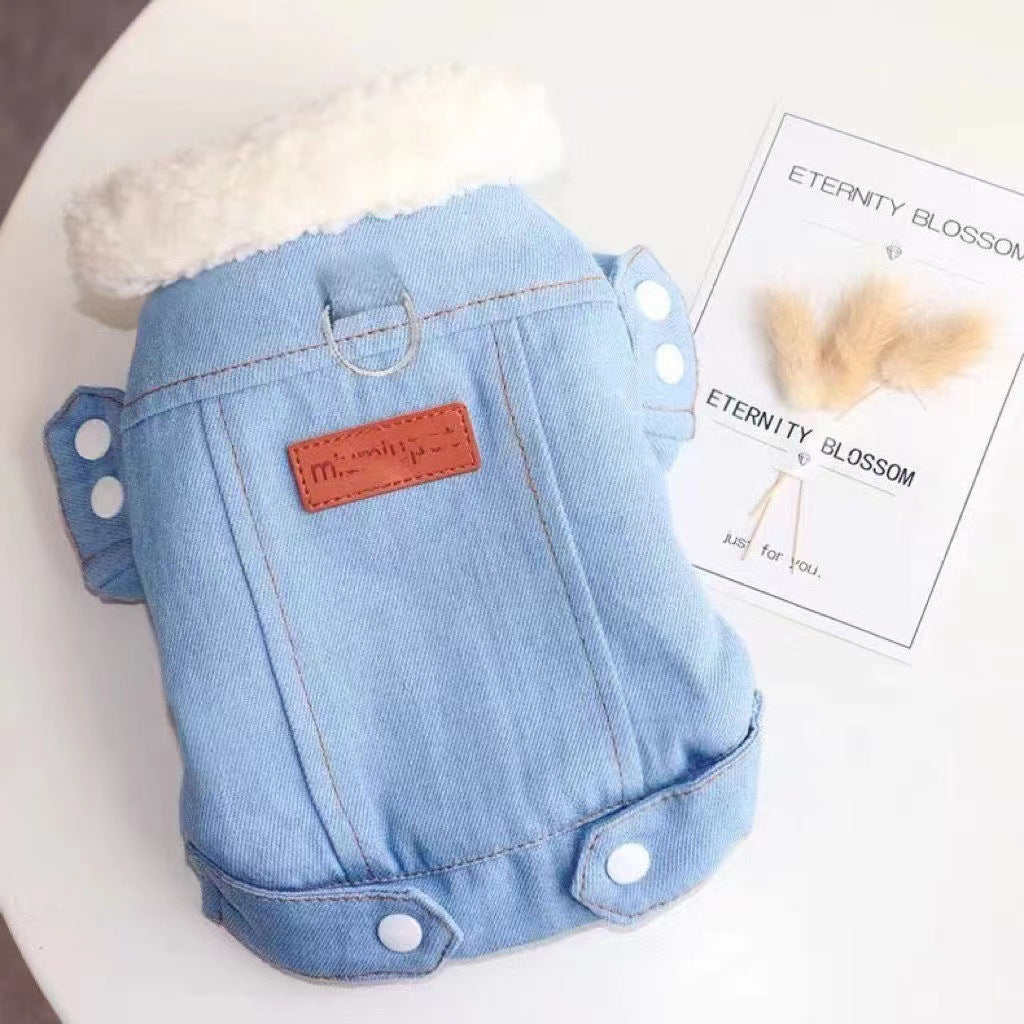 Traction Thickened New Lamb Small Cotton-padded Clothes Chihuahua Pet Clothes Lambswool Pet Dog Denim