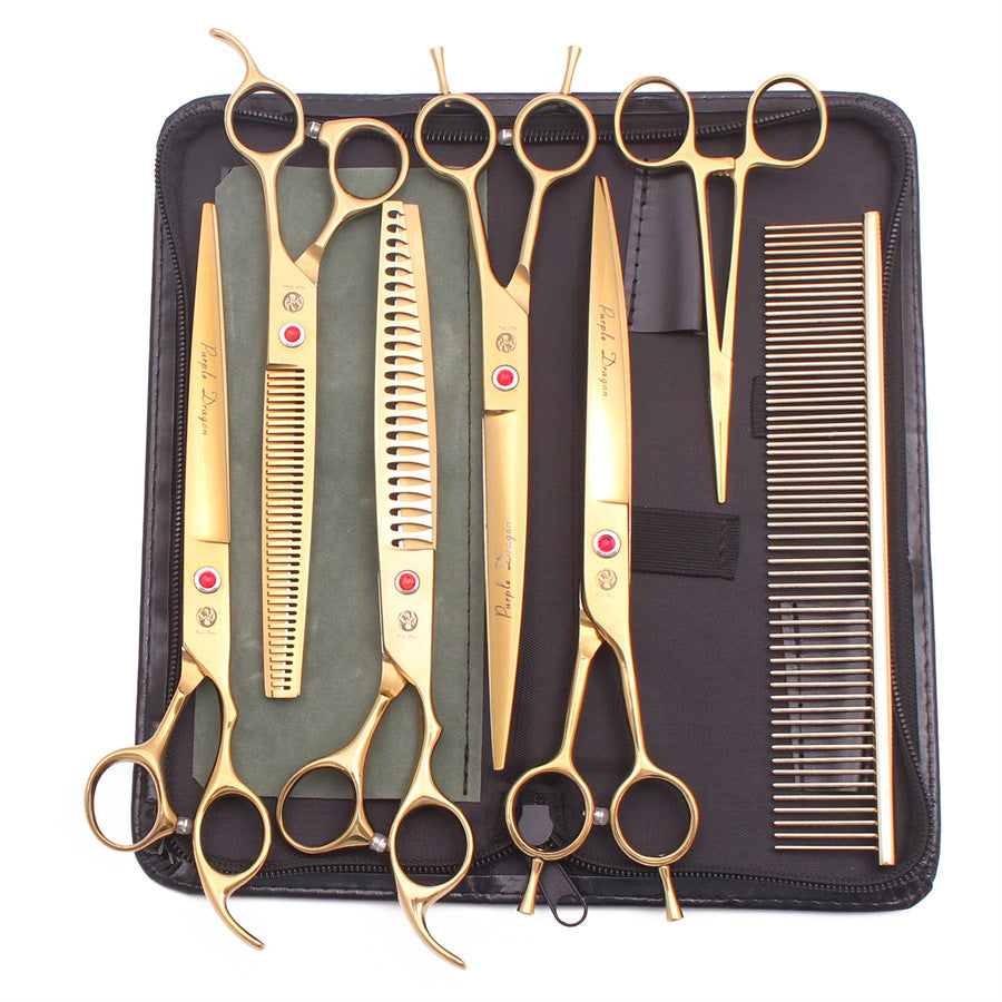 8-inch Pet Fishbone Thinning Scissors Facial Beautifiers Set Kit