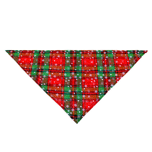 Pet Christmas Triangular Binder Plaid Snowflake Dog Pure Cotton