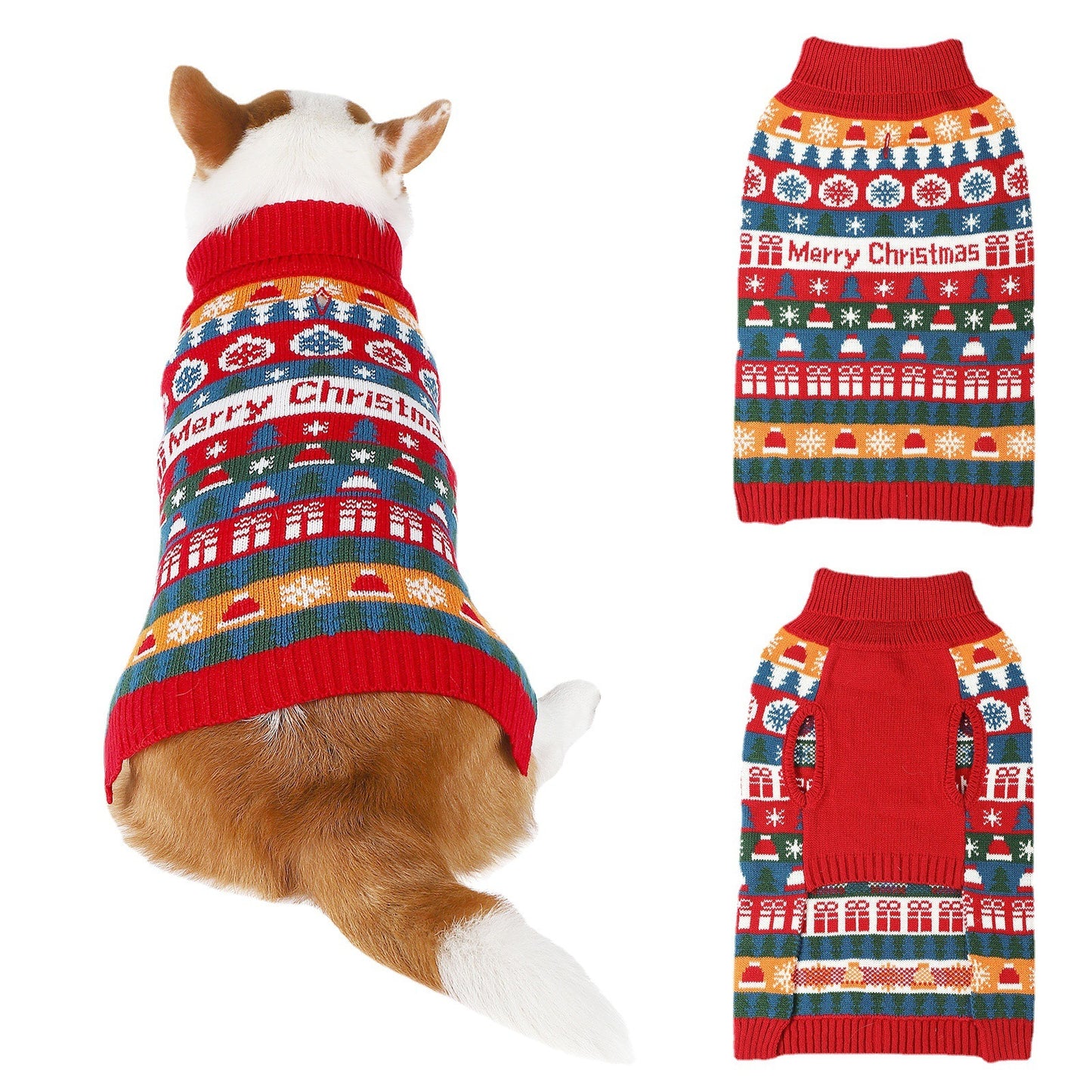 Autumn Pet Christmas Acrylic Sweater Red