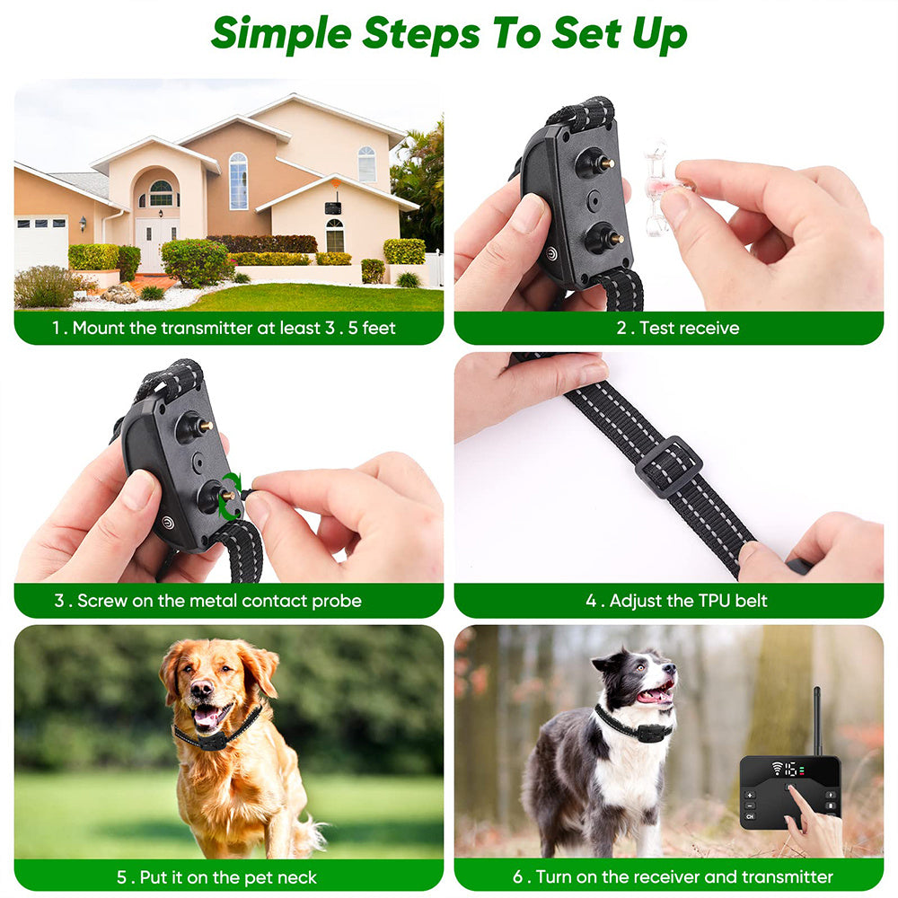 Outdoor Fence Remote Control Dog Trainer Electric Shock Collar Stop Barking