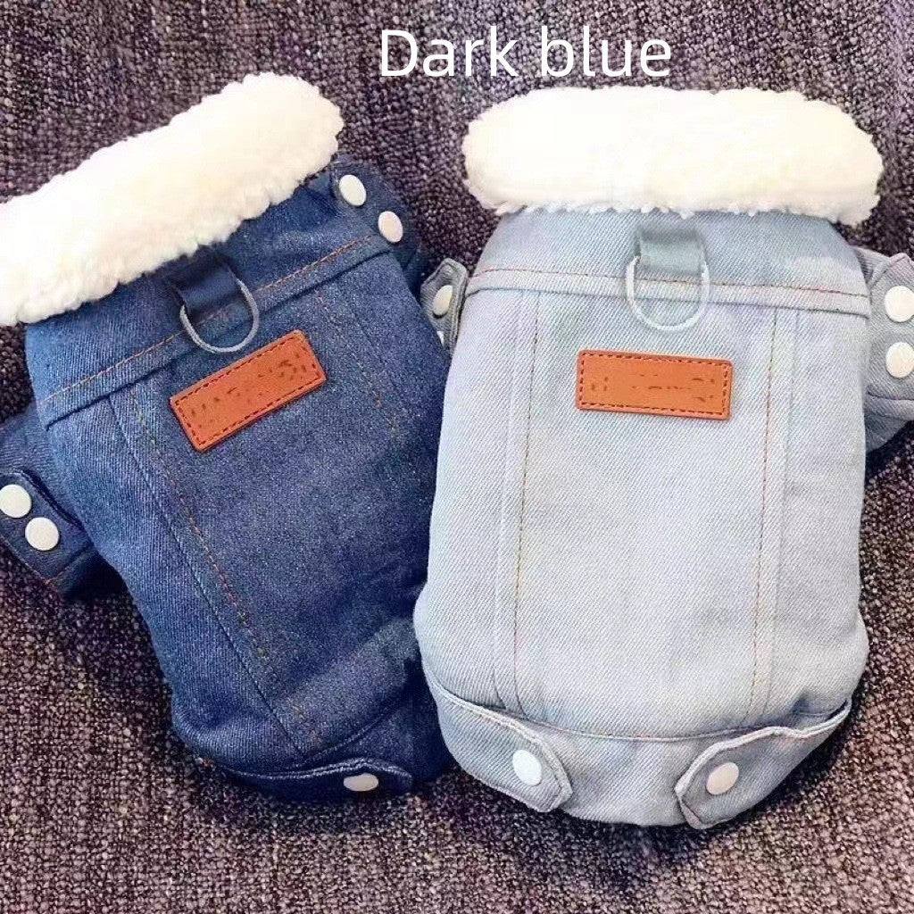 Traction Thickened New Lamb Small Cotton-padded Clothes Chihuahua Pet Clothes Lambswool Pet Dog Denim
