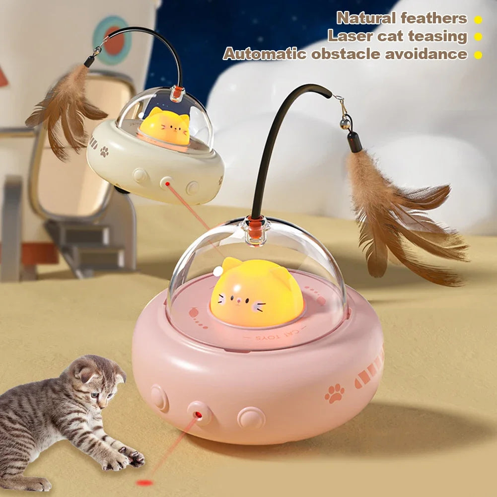 Smart Teaser Cat Toy Electric UFO Cat Teaser Stick With Bell Training