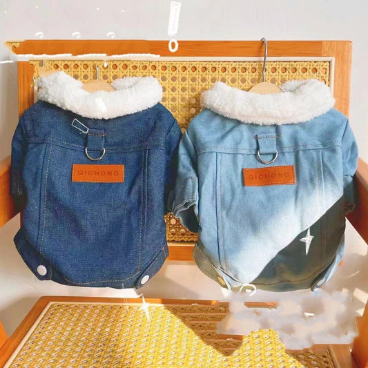 Traction Thickened New Lamb Small Cotton-padded Clothes Chihuahua Pet Clothes Lambswool Pet Dog Denim