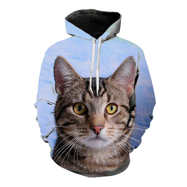 Pet Lover Graphic Hoodie – 3D Cat & Dog Print Hoodie