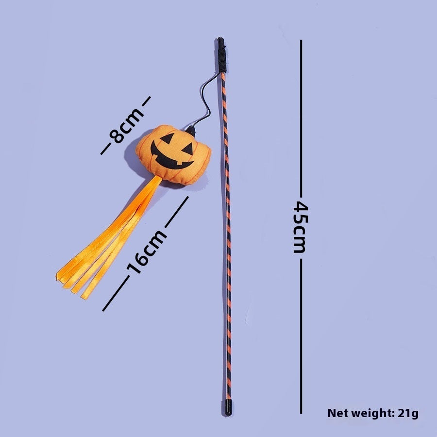 Halloween Pet Toy Original Ghost Pumpkin Ribbon Cat Teaser