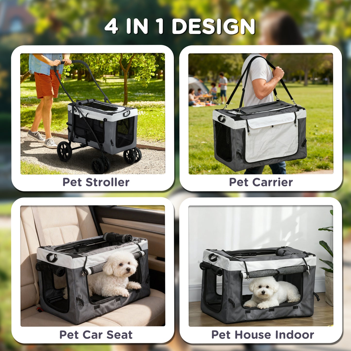 4-in-1 Foldable Dog Stroller & Pet Carrier – Travel Crate for Small Pets