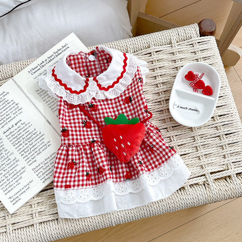 Cute Dog Pet Clothes Strawberry Dress
