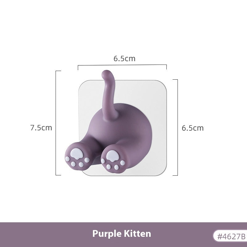 Funny Cartoon Animal Tail Hook Cat Butt Shape Multi-purpose Hook Stickers