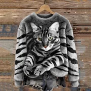 3D Cat Print Sweatshirt – Cute Cat Lover Winter Sweater