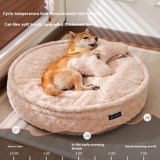 Luxury Washable Plush Pet Bed | Soft Round Calming Dog & Cat Bed