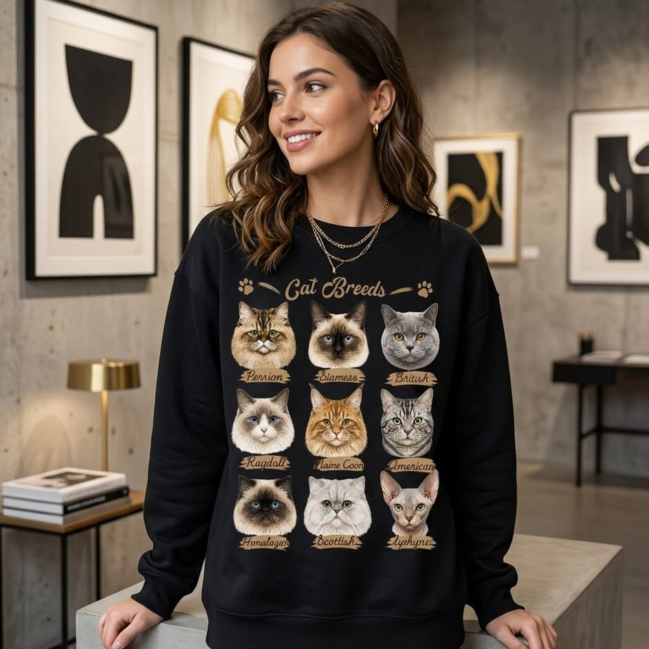 Cat Breeds Sweatshirt | 9 Cute Cat Breeds