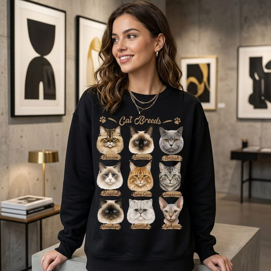 Cat Breeds Sweatshirt | 9 Cute Cat Breeds