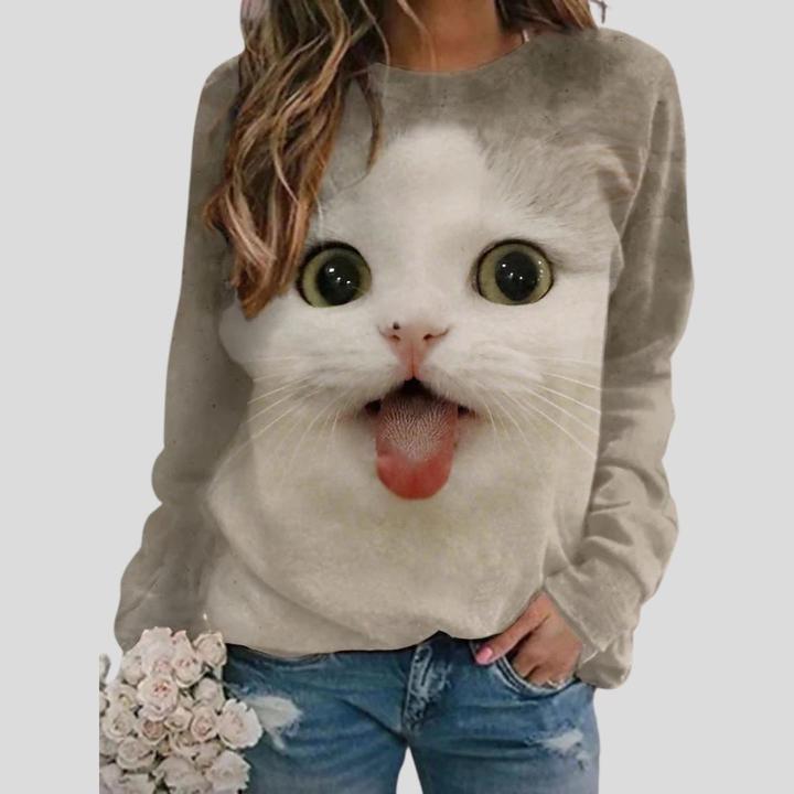 Cute Cat Sweatshirt for Women | Cat Lover Pullover