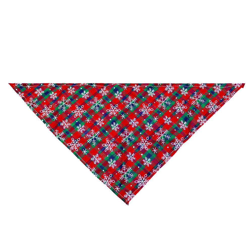 Pet Christmas Triangular Binder Plaid Snowflake Dog Pure Cotton