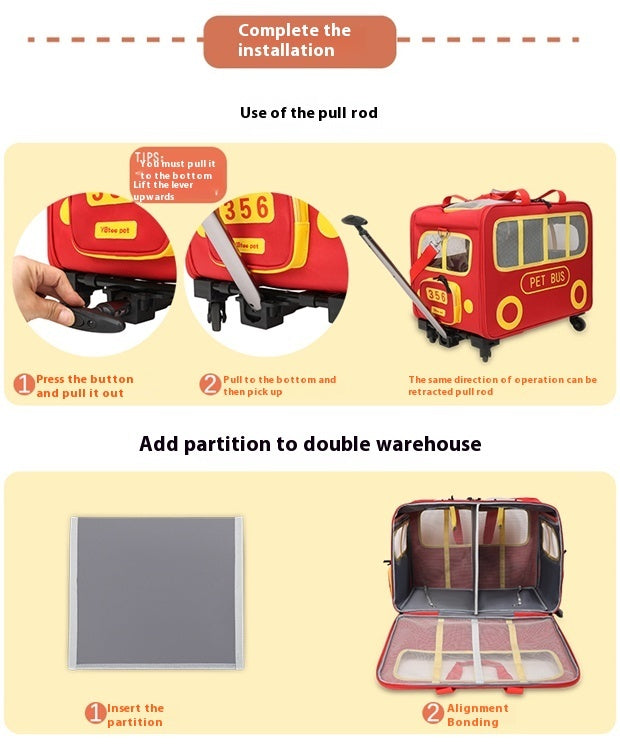 Outdoor Portable Large Capacity Portable Trolley Case Dog Pet Trolley