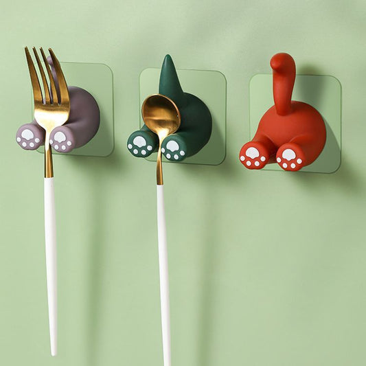 Funny Cartoon Animal Tail Hook Cat Butt Shape Multi-purpose Hook Stickers