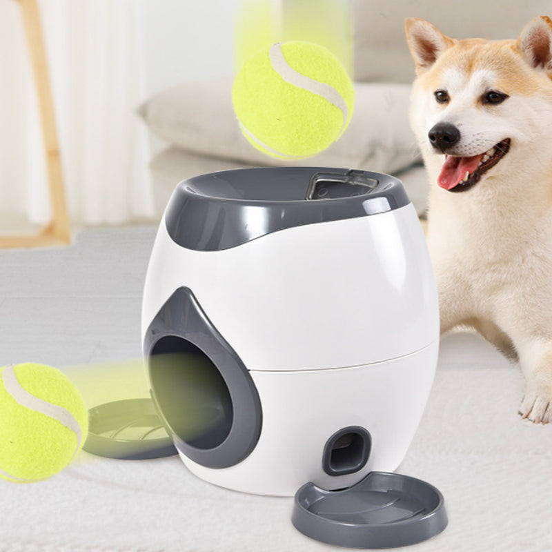 Interactive dog treat dispenser ball launcher