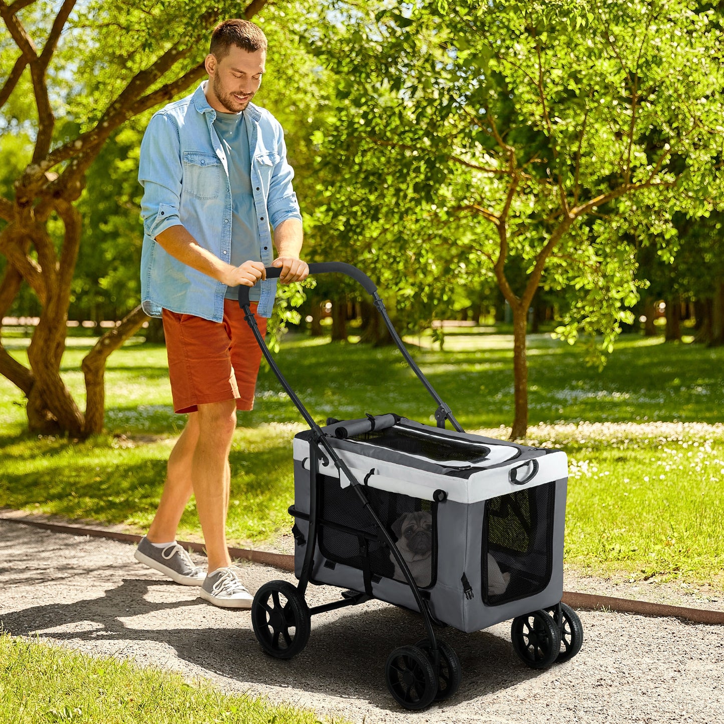 4-in-1 Foldable Dog Stroller & Pet Carrier – Travel Crate for Small Pets