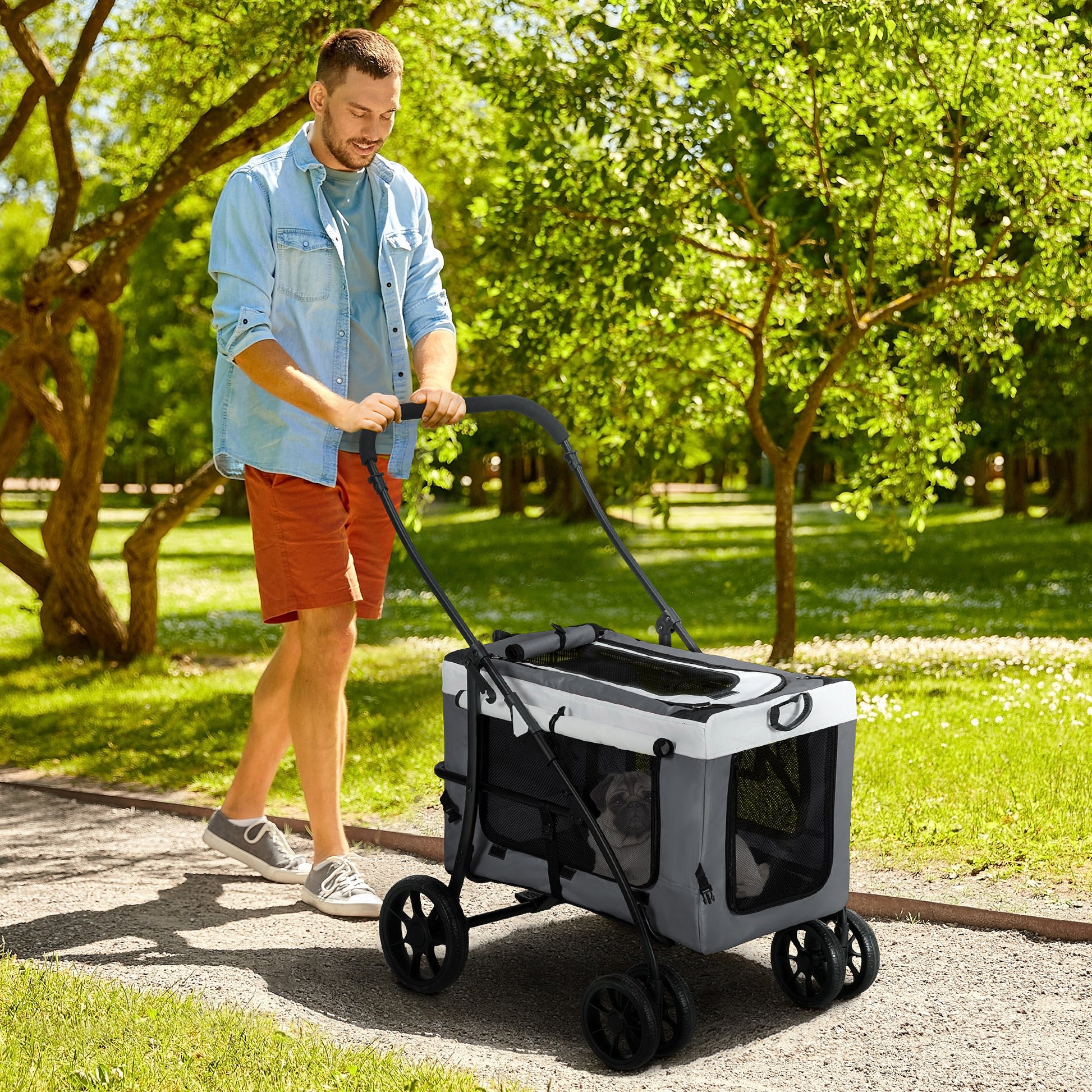 4-in-1 Foldable Dog Stroller & Pet Carrier – Travel Crate for Small Pets