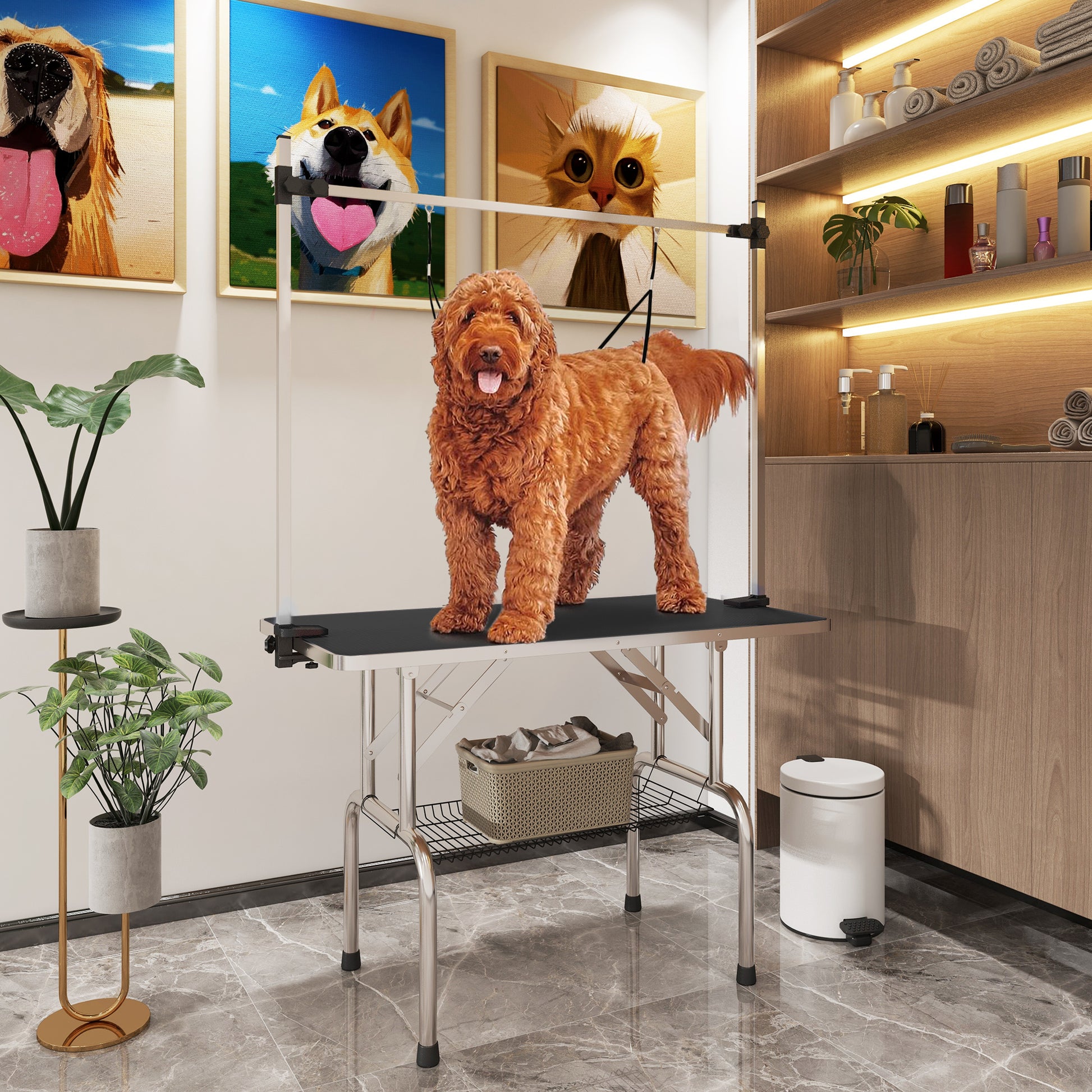 Portable Dog Grooming Table with Adjustable Arm for Small & Large Dogs