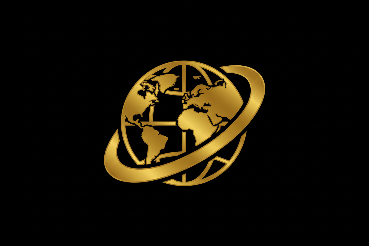 gold icon woldwide and background black