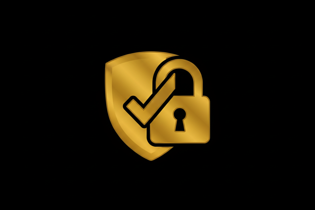 icon gold secure checkout and background black
