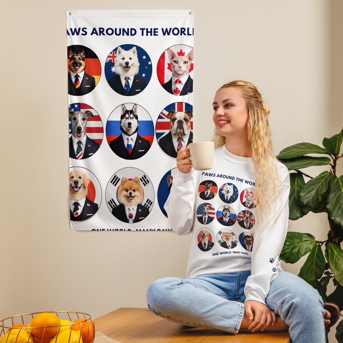 Paws Around the World Sweatshirt | one world, Many Paws