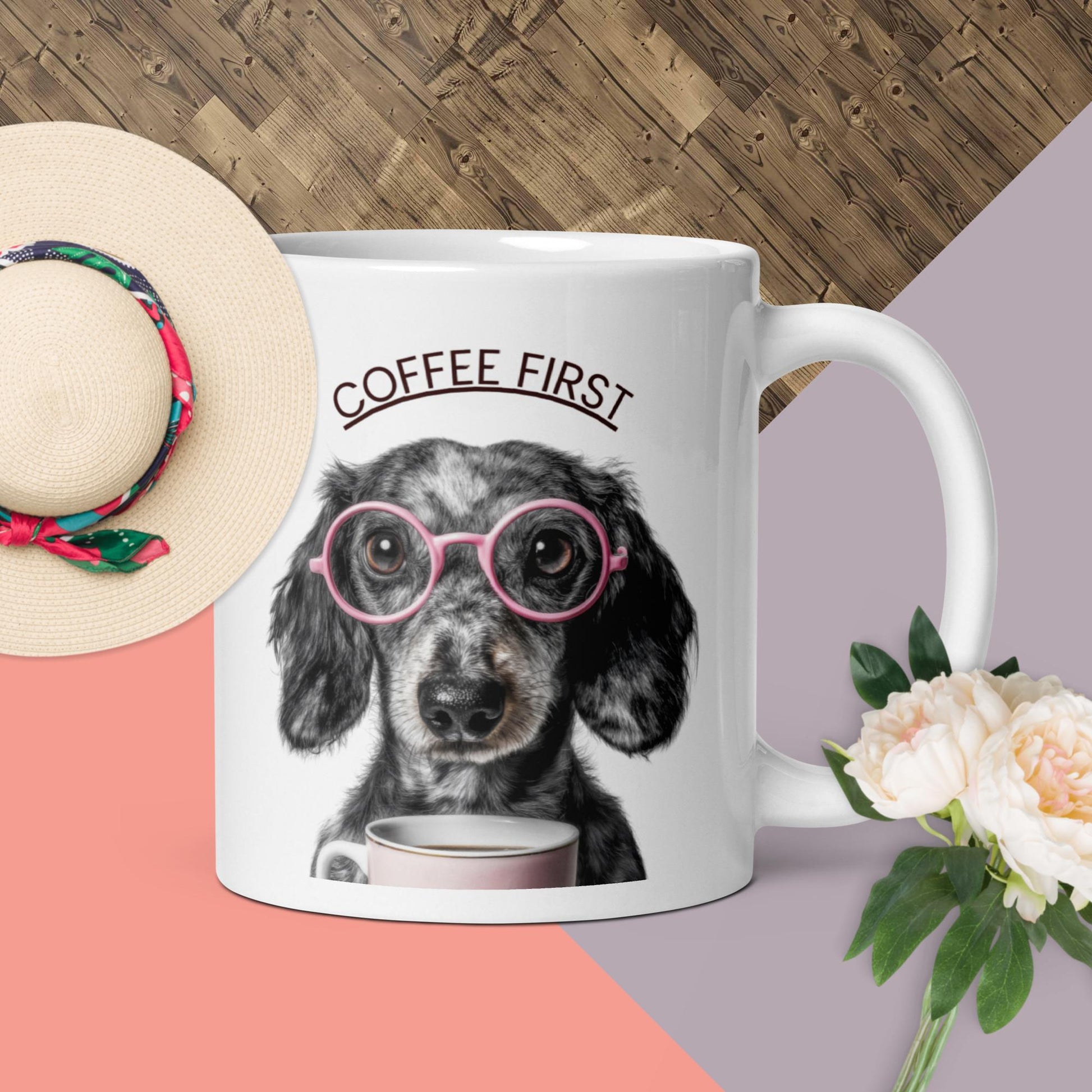 Cute Dog Coffee Mug – Coffee First Dog Lover Gift (Printed on Both Sides