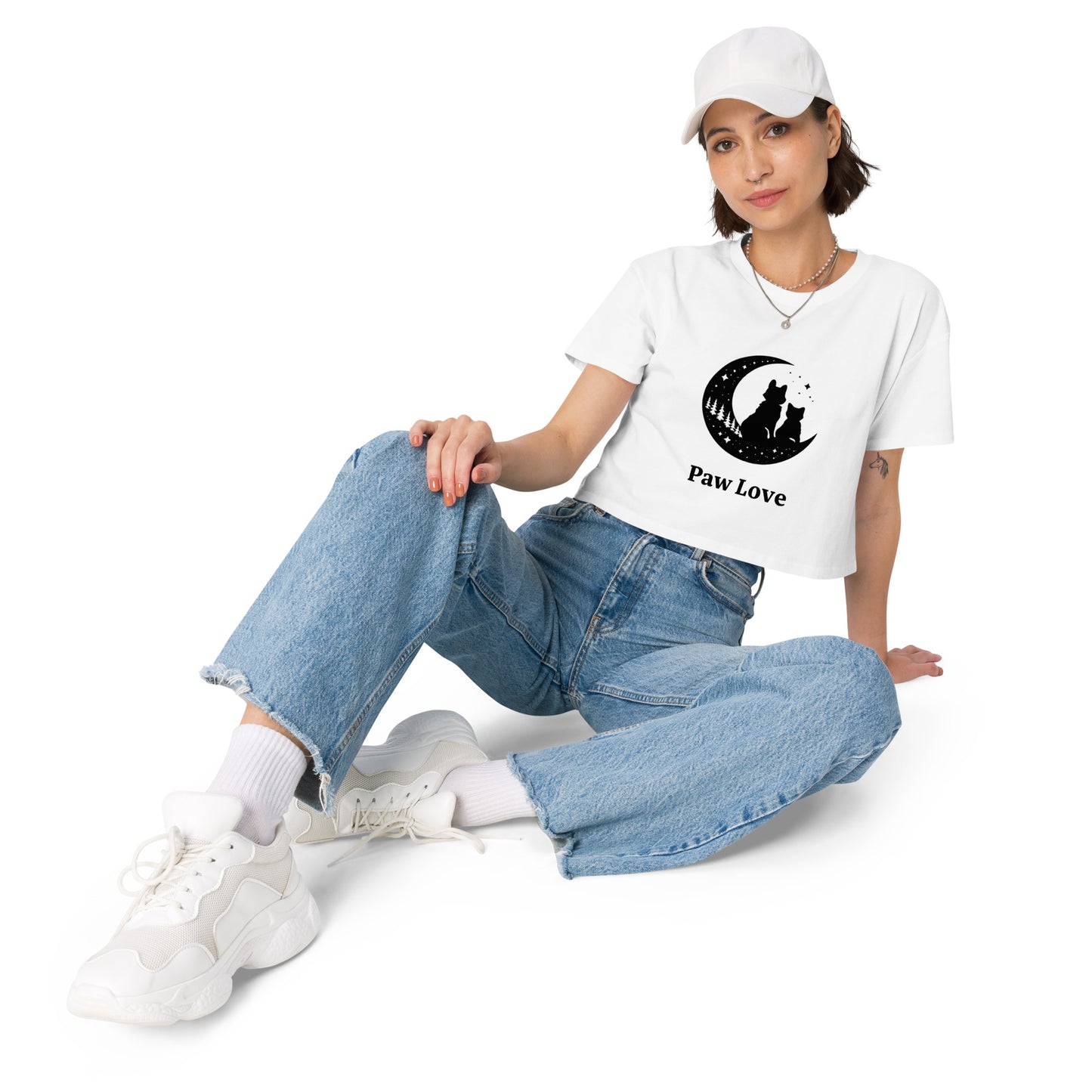 Pet Lover Crop Top for Women – Cute Cat & Dog Graphic Shirt